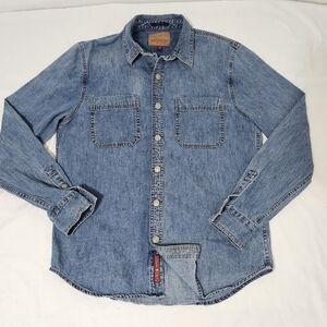 Lucky Brand Denim Shirt Men’s Medium Classic Fit Long Sleeve Button Up Blue